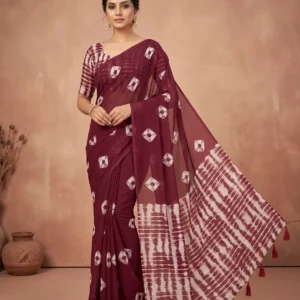 Elegant Half Silk Saree - Berry Wine