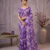 Elegant Half Silk Saree - Lavender Blossom