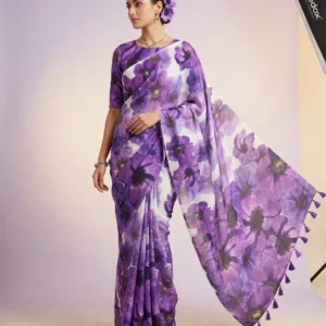 Elegant Half Silk Saree - Orchid Whisper